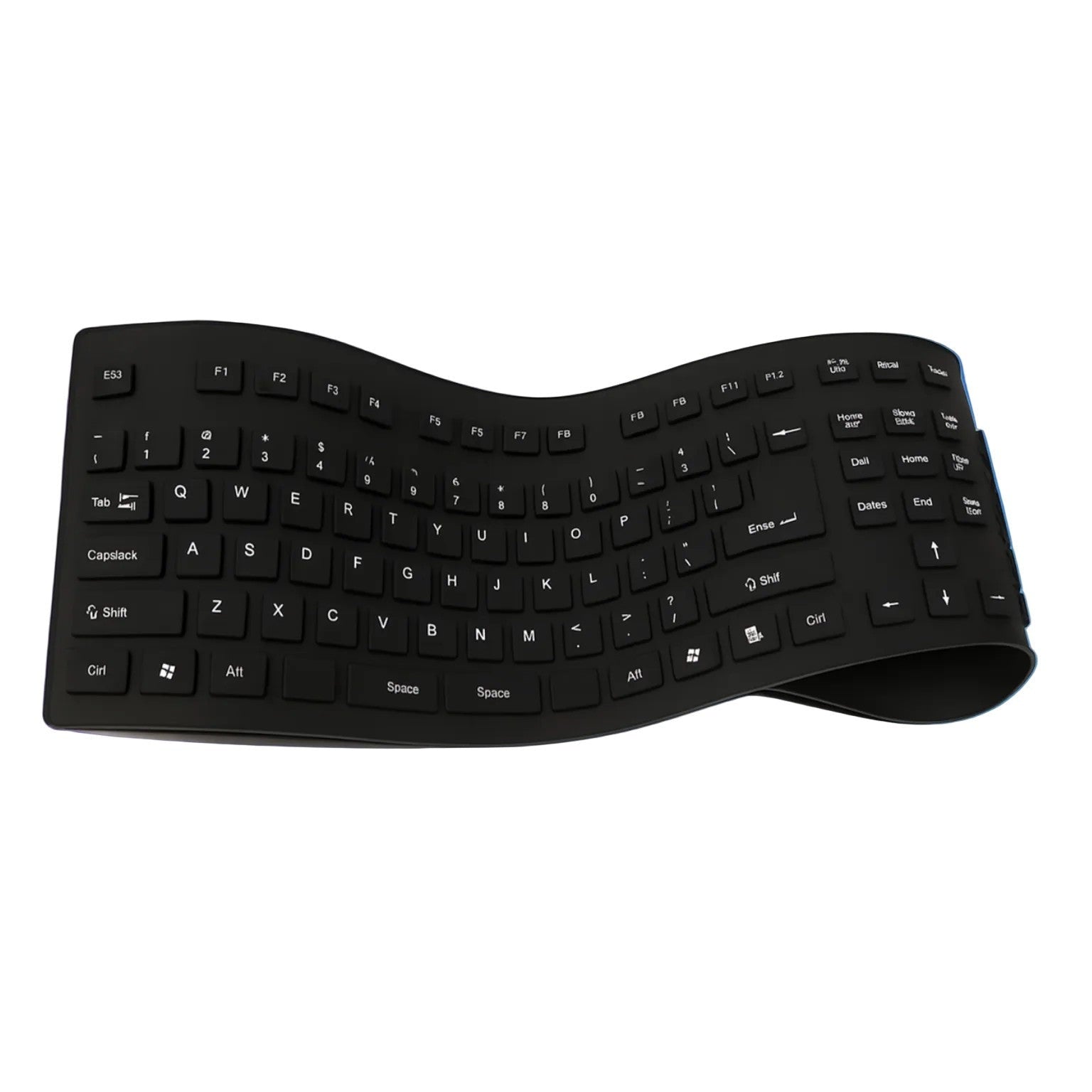 Flexible Roll-Up Silicone 108-Key Waterproof USB Keyboard – Black 1 view