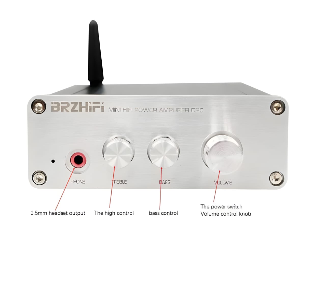 BRZ HIFI 2 Channel Mini Stereo HIFI Amplifier with Bluetooth 2x 100W RMS