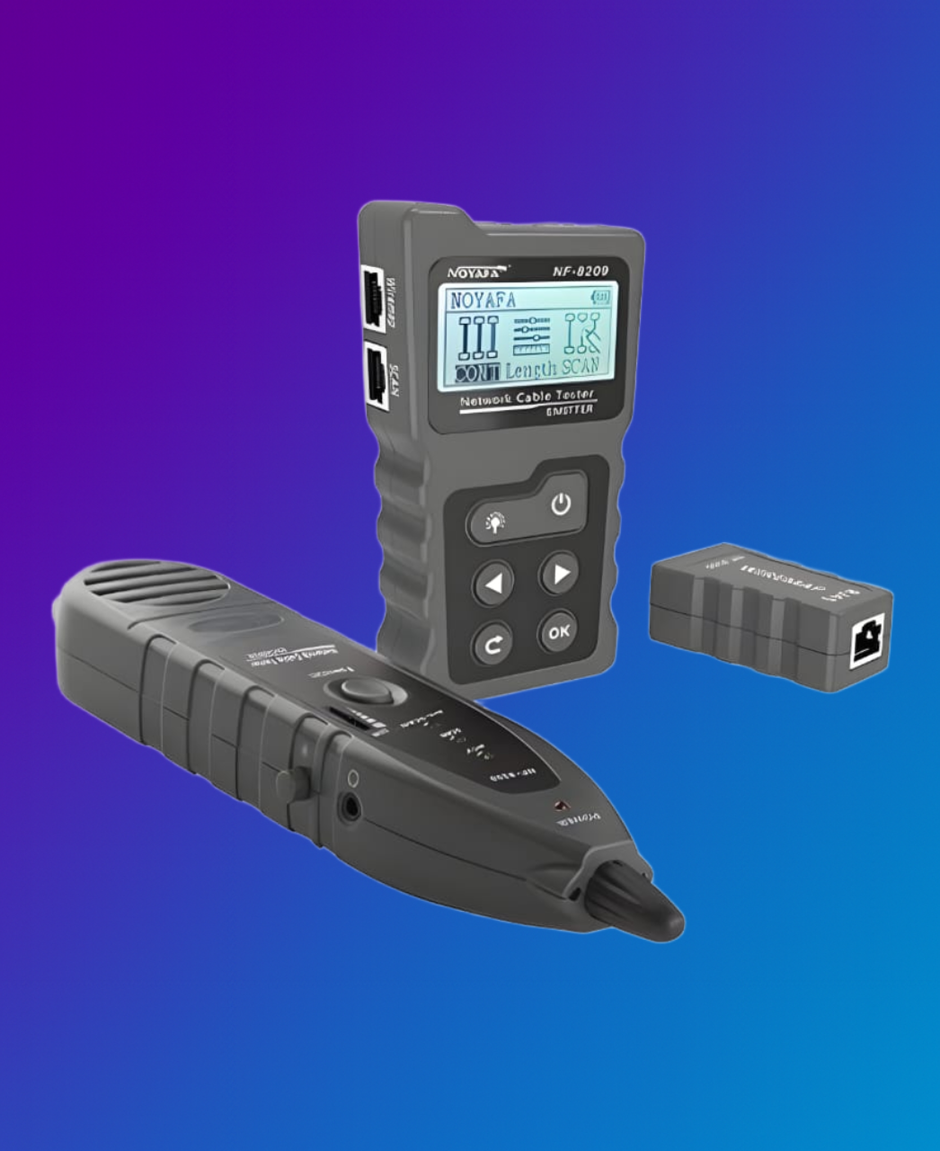 Ethernet RJ45 Cable Tester Kit with Scan and Probe