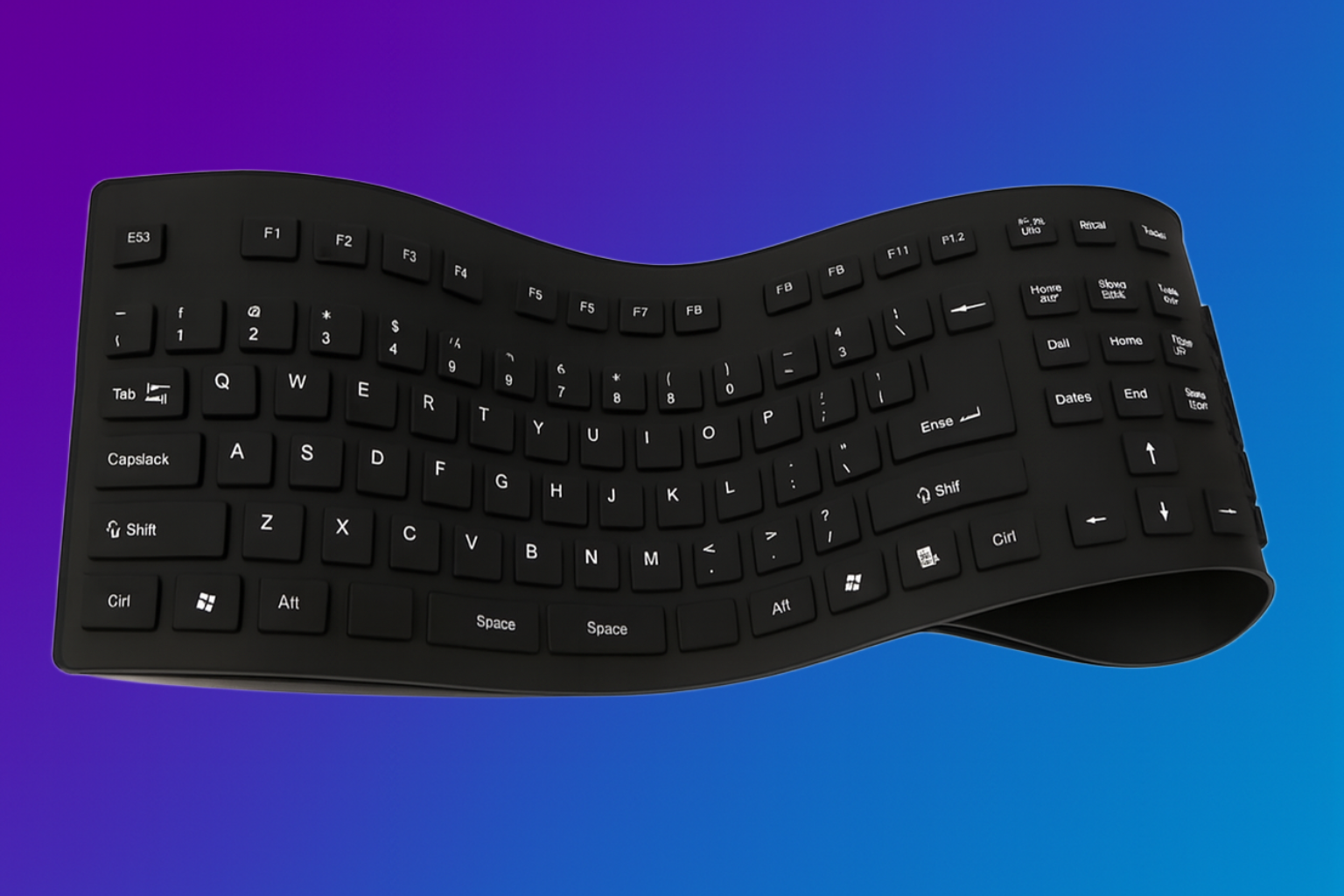 Flexible Roll-Up Silicone 108-Key Waterproof Keyboard (Black)