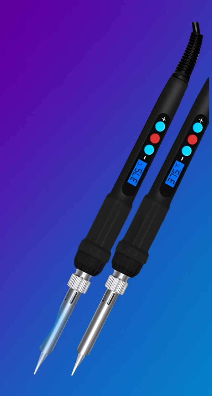Handheld 60-WATT Soldering Iron with Adjustable Temp Control and LCD Display