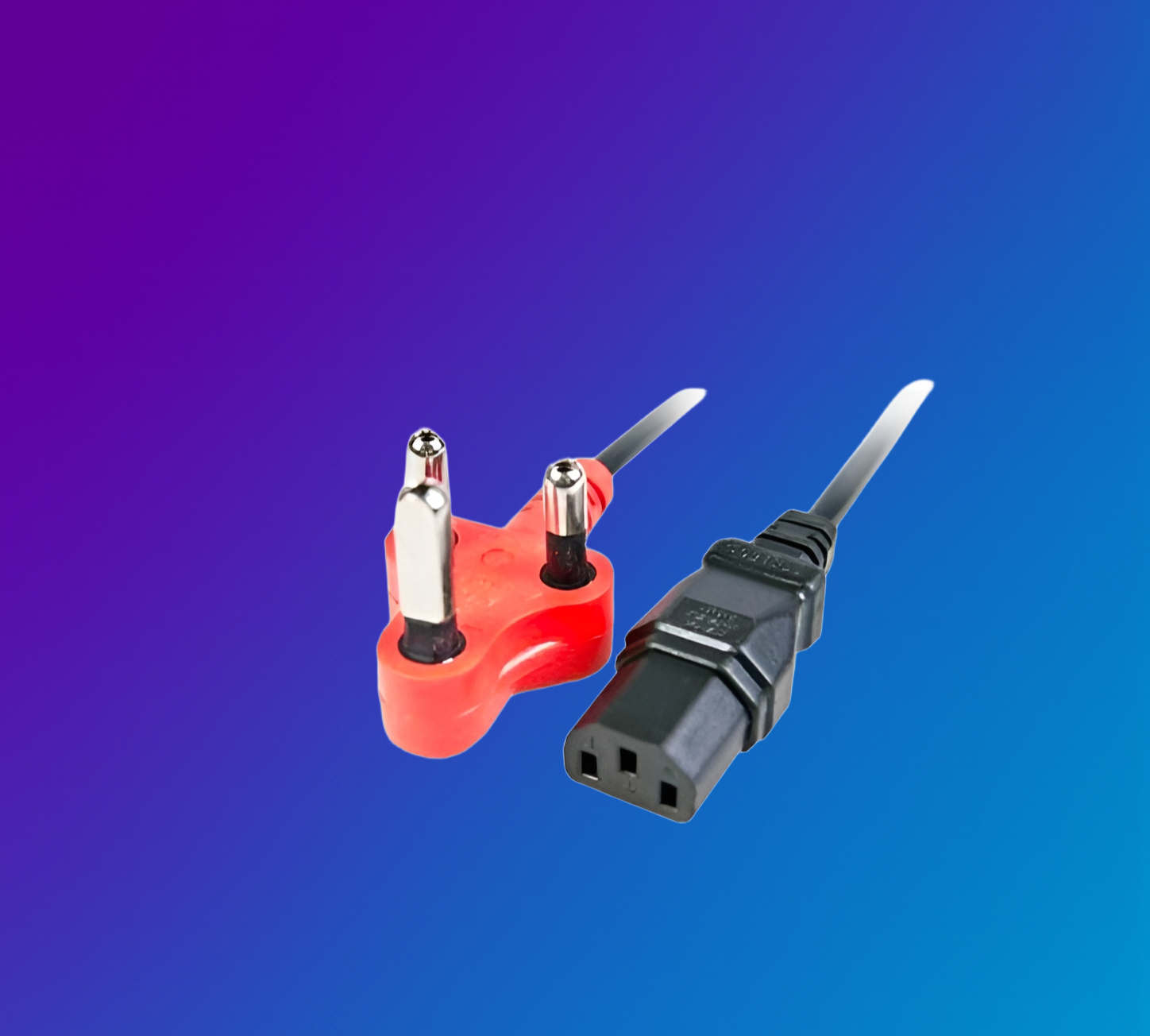 IEC Female Power Lead with Red Shaved Pin Plug 1.8M
