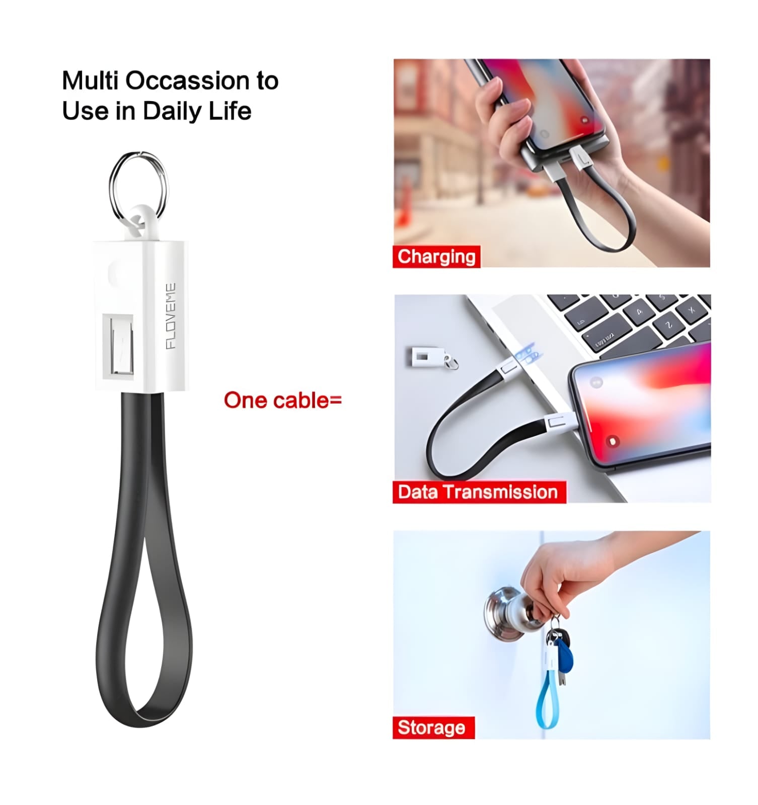 Keychain Phone Charger Cable 20CM For iPhone