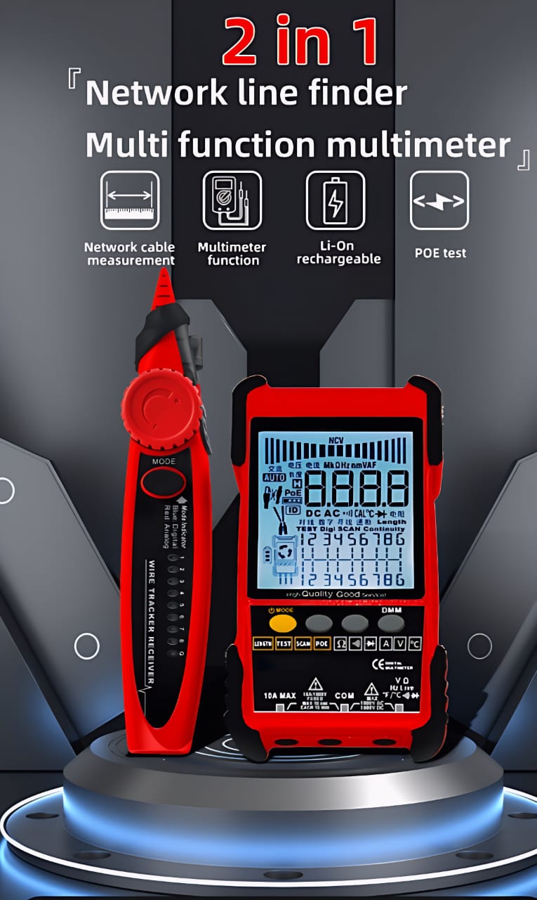 LAN Cable Network Tester, Probe and Multimeter Kit LE