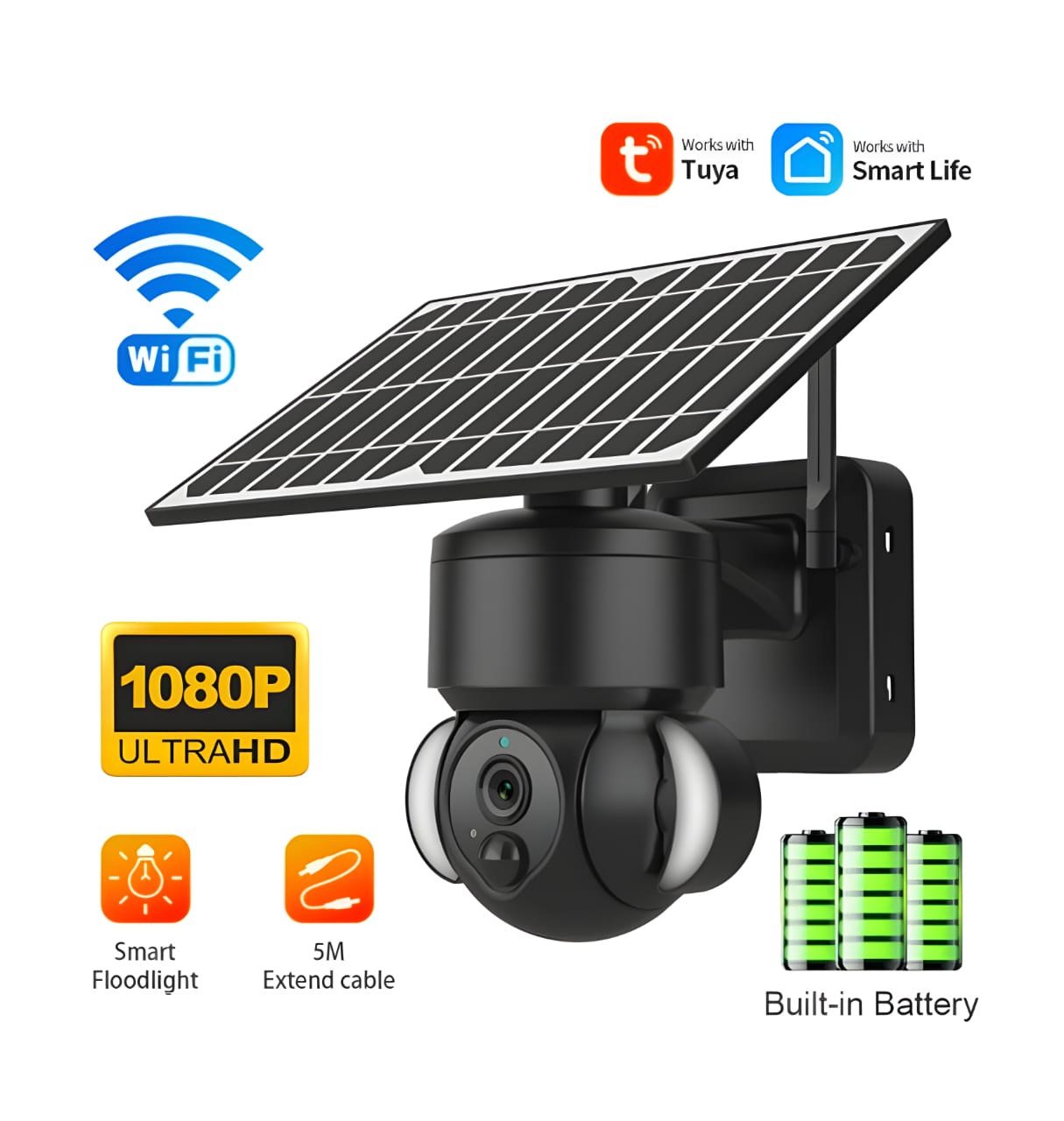 PTZ 3MP Wi-Fi Camera – Built-in Battery & Solar Powered