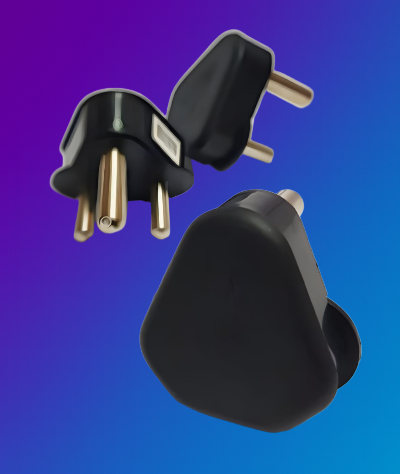 Plug Top 3 Pin Black Heavy Duty Solid Pin 16A
