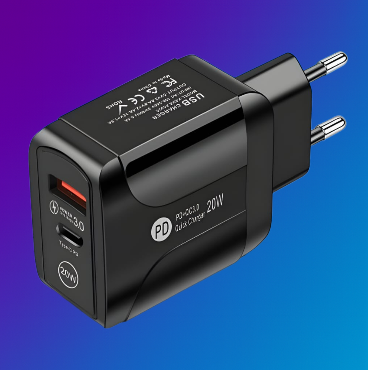 Quick Charge 20 WATT USB Charger With Type C PD Output