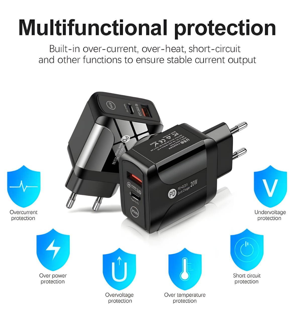 Quick Charge 20 WATT USB Charger With Type C PD Output