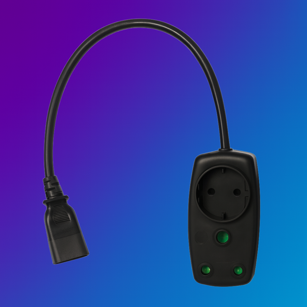 UPS Multiplug 1 x 16A 3 Pin - 1 x 5A 2 Pin Round to IEC Male