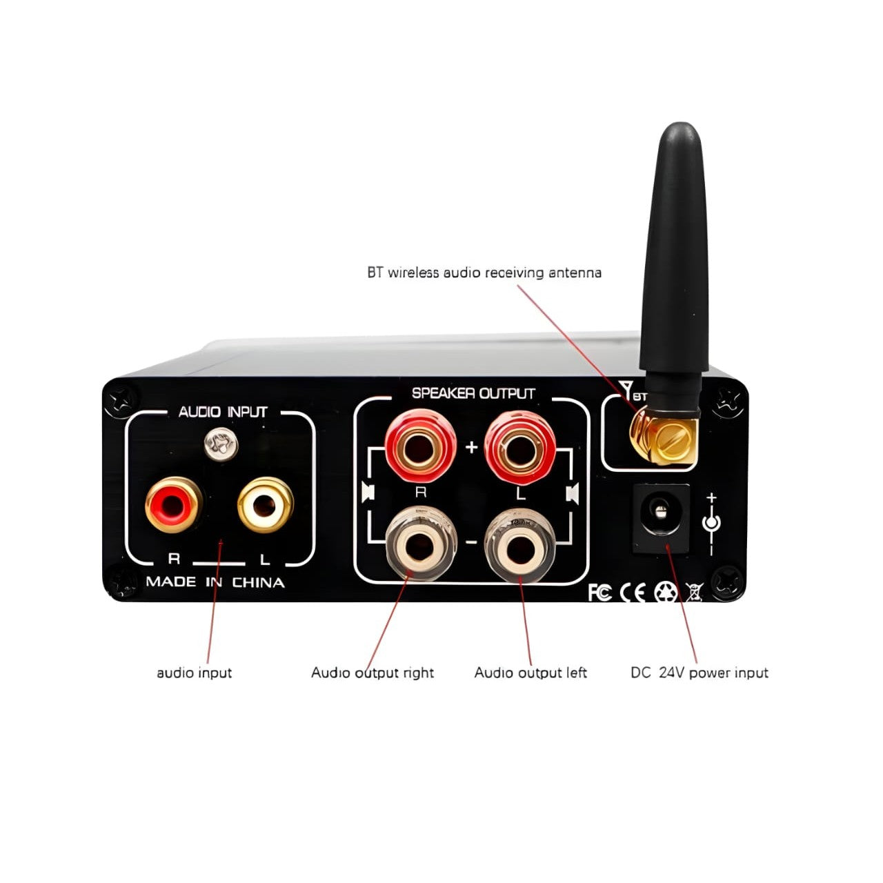 BRZ 2-Channel Mini Stereo Bluetooth Amplifier 2x100W 3 view