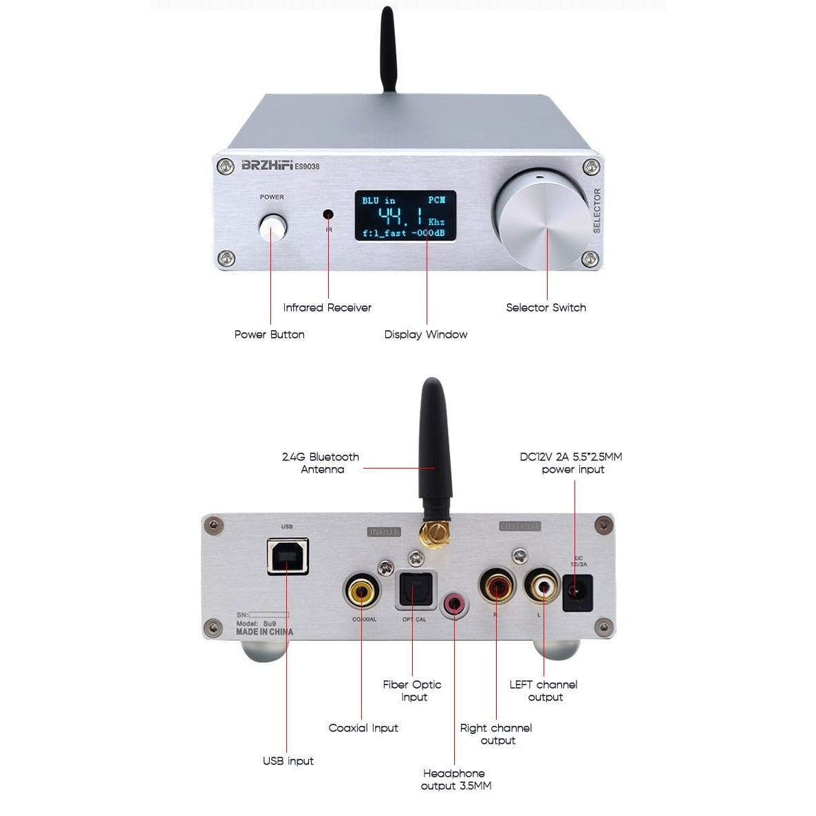 BRZ HiFi Dual Core Bluetooth 5.0 DAC & Headphone Amplifier 5 view