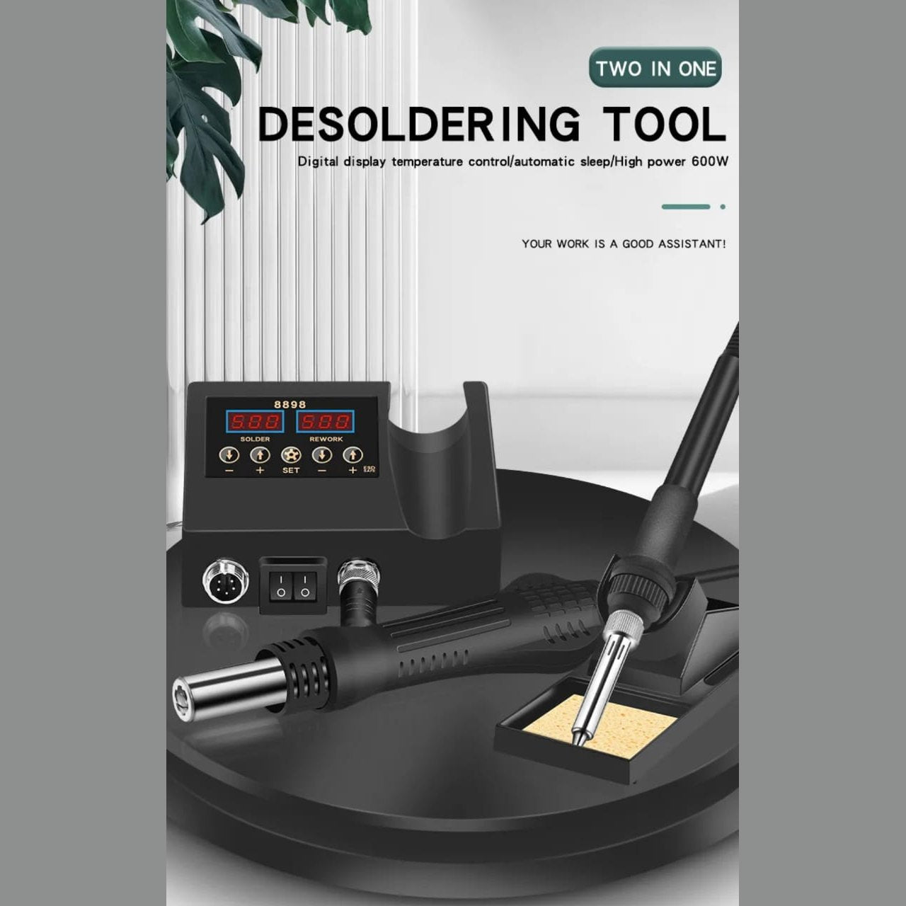 2-in-1 Soldering Station with Hot Air Rework Station 600W 6 view