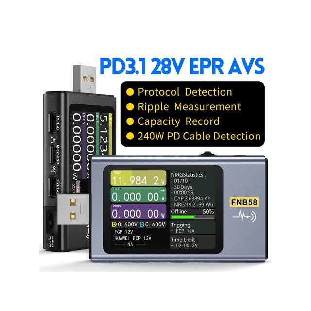 FNIRSI FNB58PBT USB Fast Charging Tester with Bluetooth 3 view