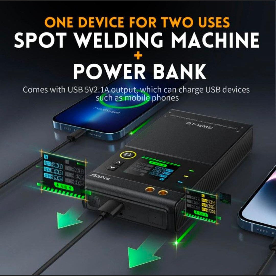 FNIRSI SWM-10 Portable Spot Welder 1200A 5000mAh 2 view