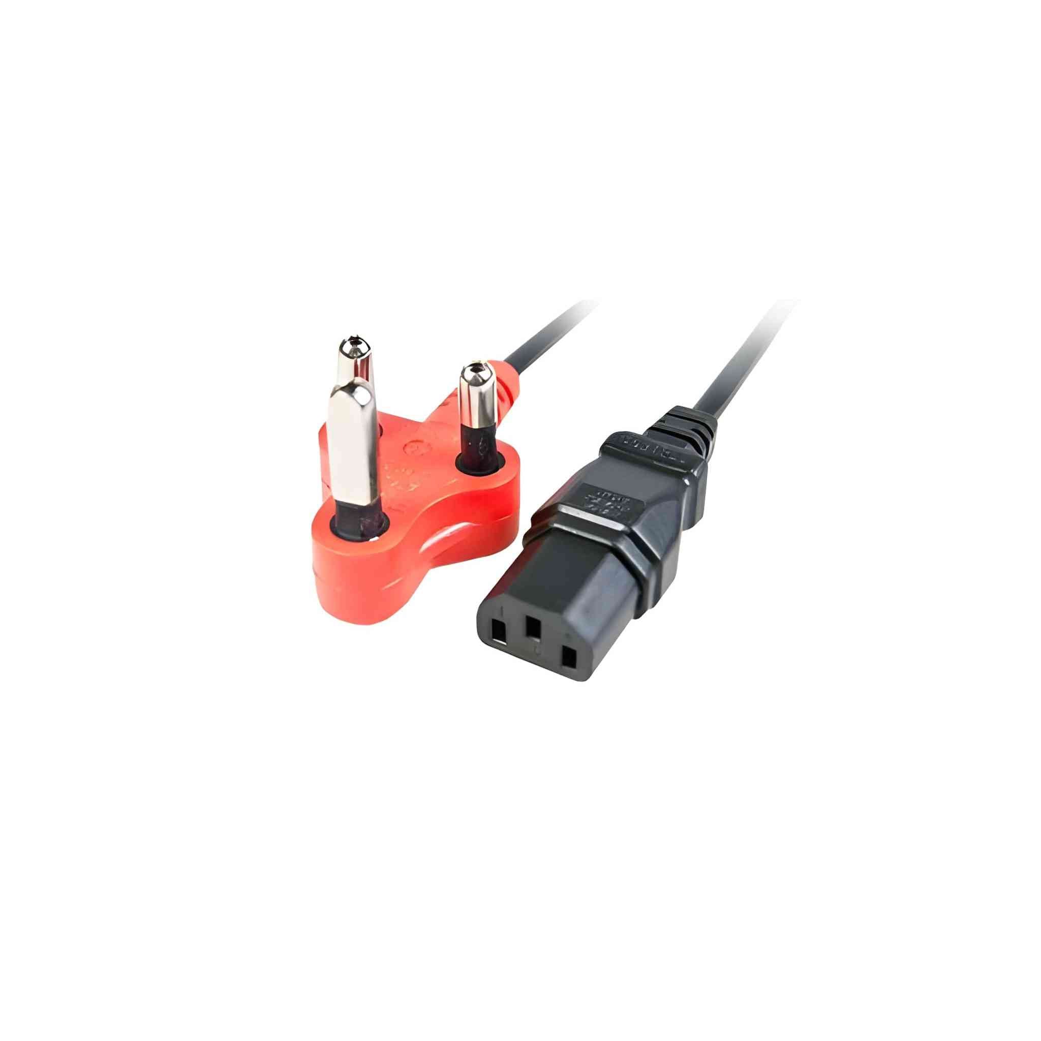 IEC Female Power Lead with Red Shaved Pin Plug 1.8M 1 view