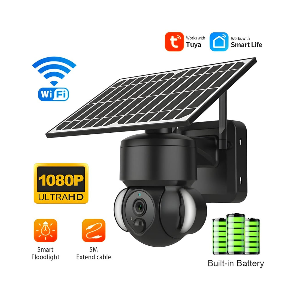 PTZ 3MP Wi-Fi Security Camera – Outdoor IP66, Battery & Solar Powered 9 view