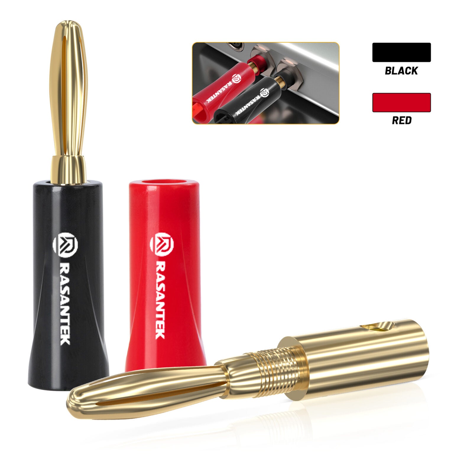 Rasantek 24K Gold-Plated Banana Plugs Pack of 8 – Hi-Fidelity Audio 2 view