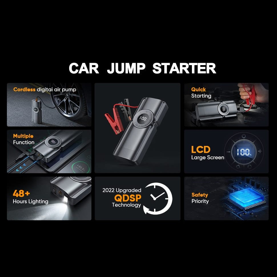 Smart Jump Starter & Tire Inflator with Digital Air Pump and Power Bank 4 view