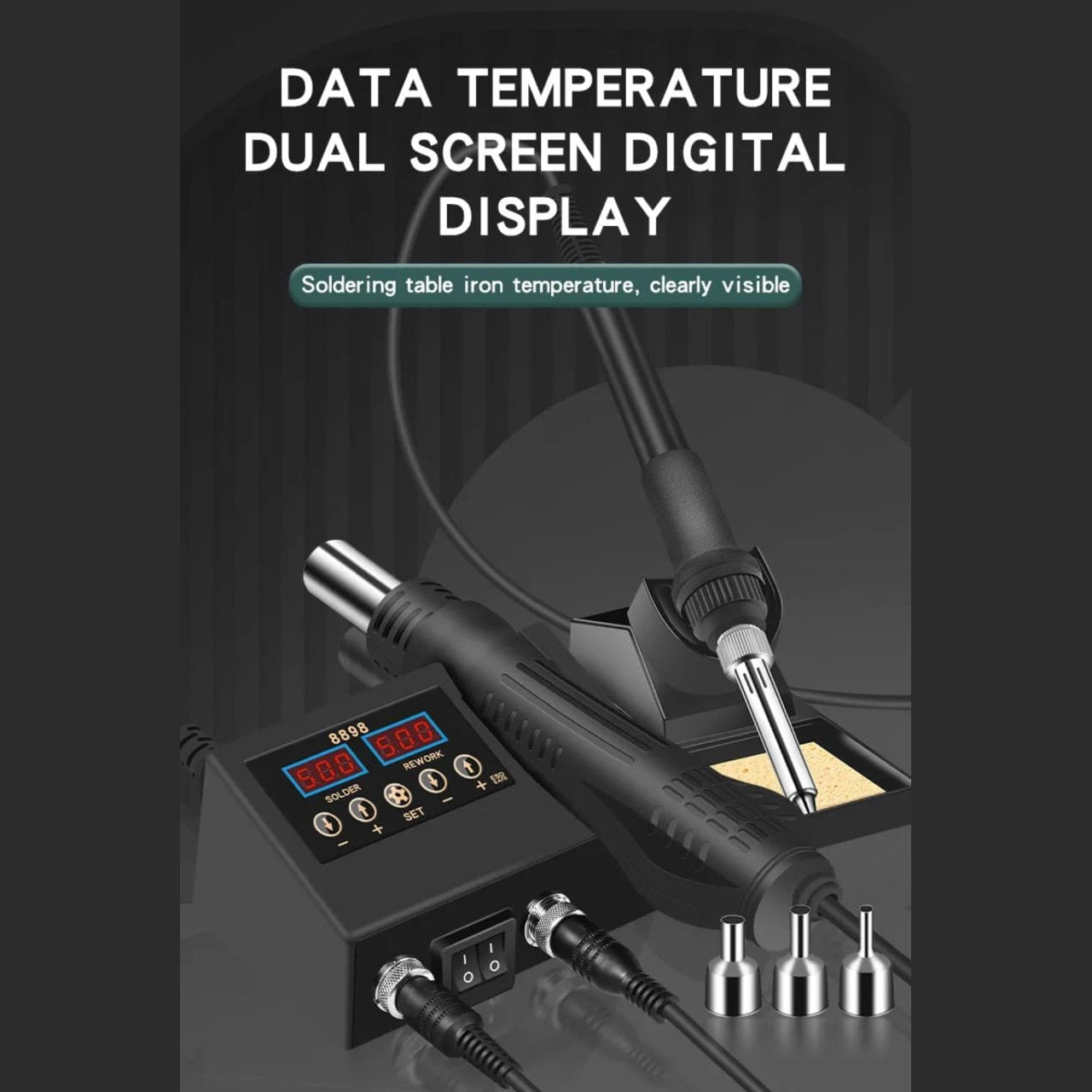 2-in-1 Soldering Station with Hot Air Rework Station 600W 5 view