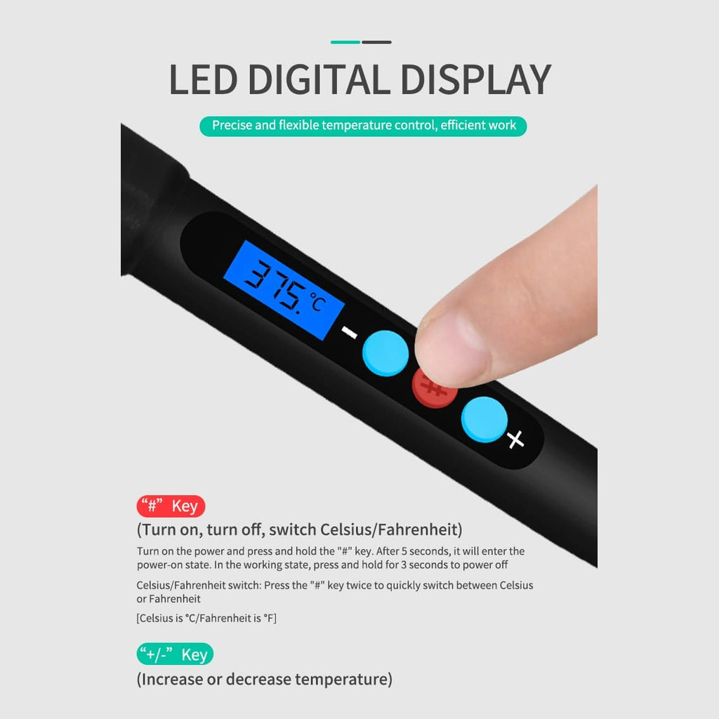 60W Handheld Soldering Iron with Adjustable Temp and LCD Display 3 view