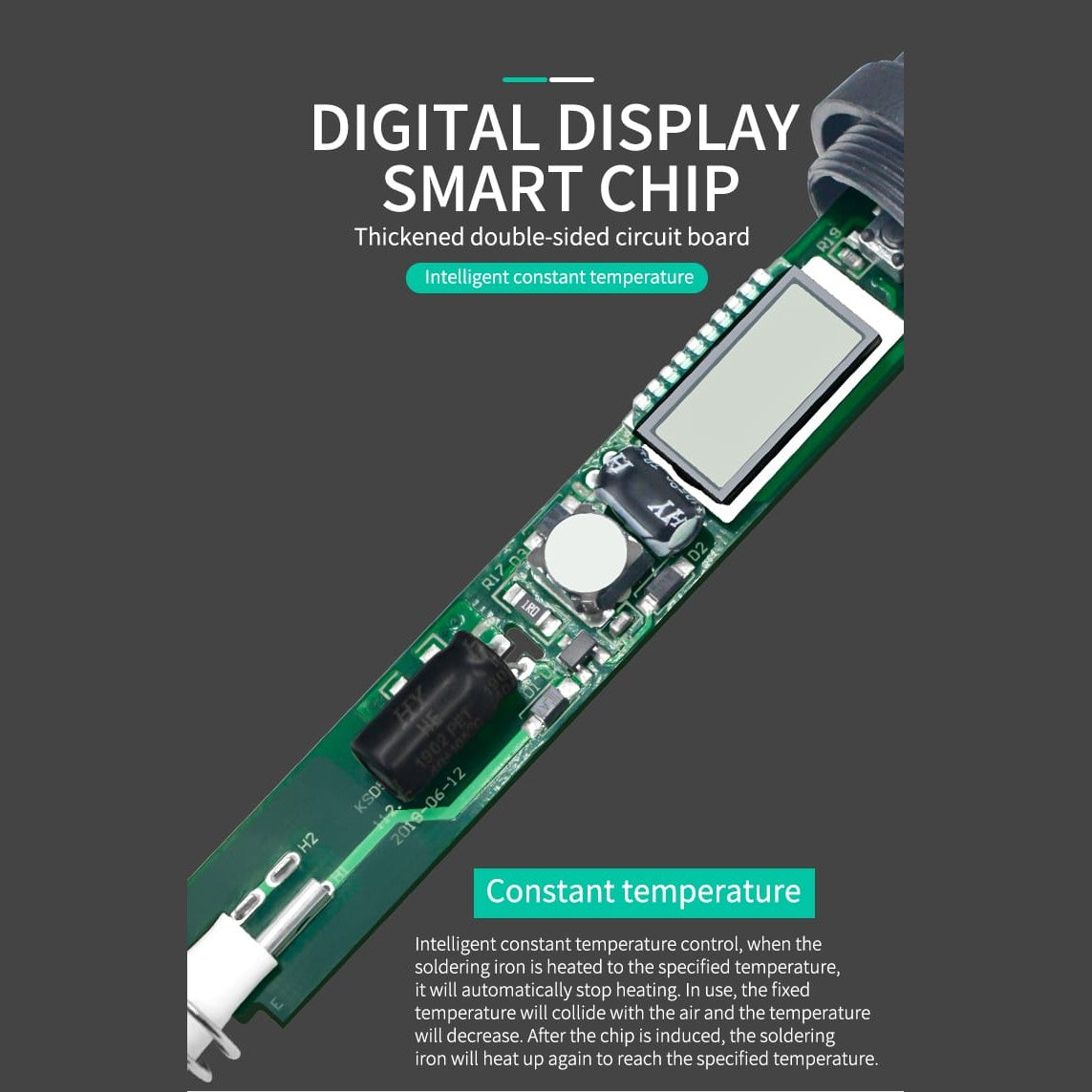 60W Handheld Soldering Iron with Adjustable Temp and LCD Display 2 view