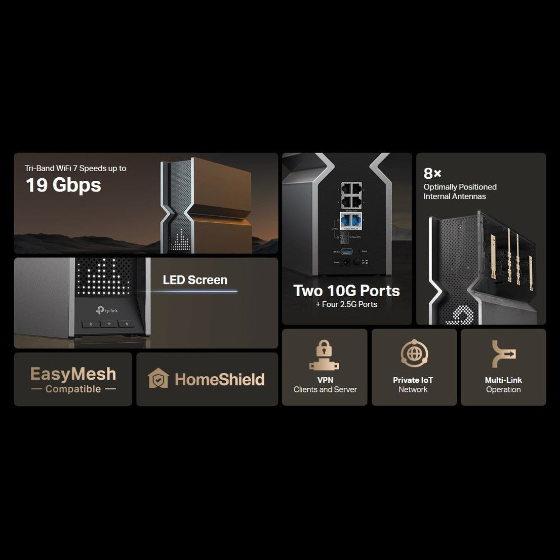 TP-Link Archer BE19000 Tri-Band Wi-Fi 7 Router BE800 3 view