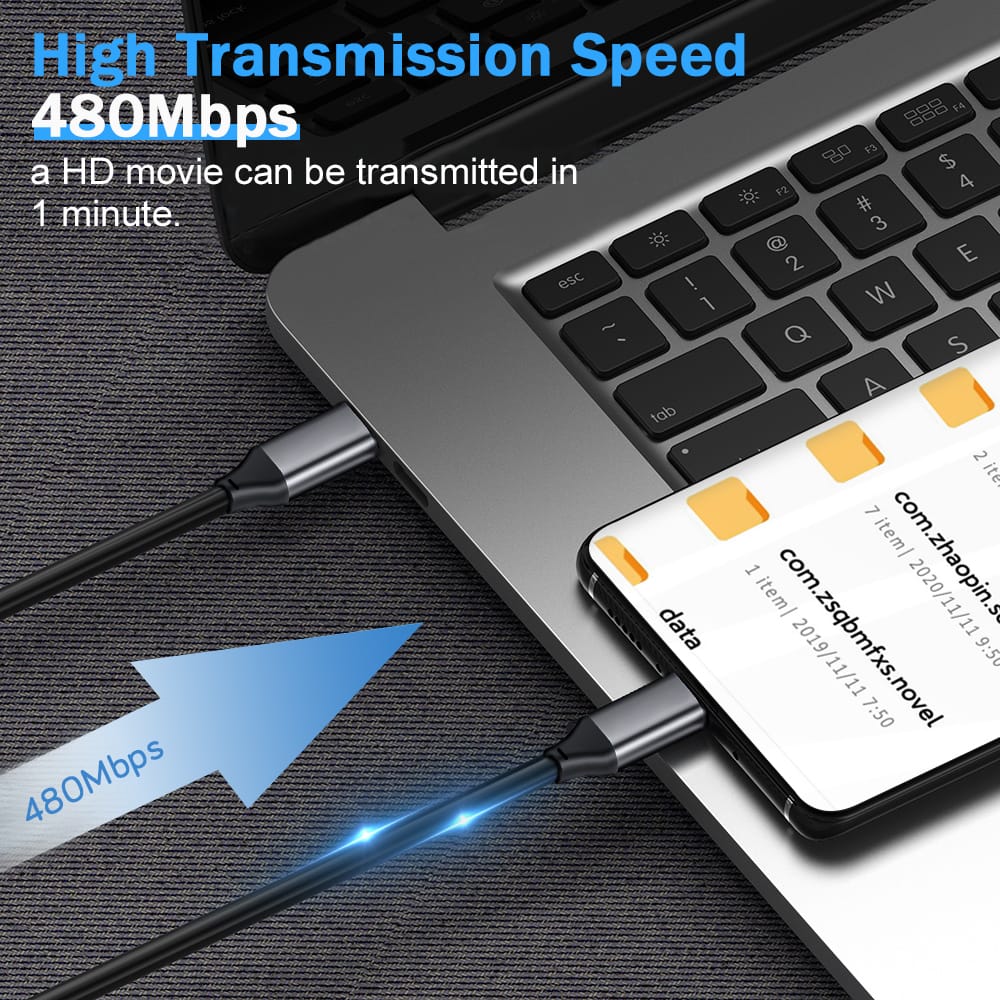 USB Type-C 3.1 High-Speed 5A Cable 2M – 100W PD Fast Charging 2 view